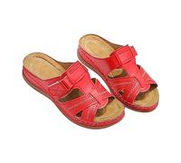 Pantoufles orthopédiques pour femme - Talon compensé - Mules confortables pour femme - En cuir - Semelle souple - Avec support de la voûte plantaire - Pour l'été - Légères - Pour l'extérieur, RD1, 38