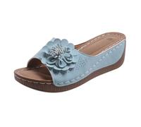 Pantoufles orthopédiques pour femme - Talon compensé - Mules d'été avec semelle intérieure - Sandales de marche - Sandales à plateforme - Sandales souples et légères - Sandales d'extérieur à enfiler