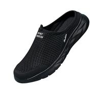 Pantoufles orthopédiques pour homme, sabots et mules pour homme - Confortables - En maille - Respirantes - Sandales de marche - Semelles souples - Sandales de sport - Chaussures d'été à enfiler, Noir