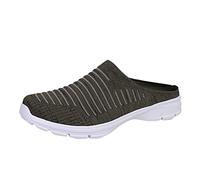 Pantoufles ouvertes à l'arrière pour femme - En maille respirante - Chaussons de jardin confortables - Doux et légers - Pour femme - Chaussures de marche orthopédiques, Vert armée., 40 EU