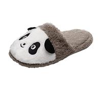 Pantoufles Panda Douces pour Femmes Hiver Chauffantes Confort Intérieur Extérieur Antidérapantes en Peluche Polaire (A, 36)