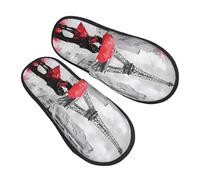 Pantoufles Paris pour homme et femme - Tour Eiffel - Antidérapantes - Confortables - En mousse à mémoire de forme - Pour chambre à coucher, voyage, multicolore, 6/8 UK Men/ 6/8.5 UK Women