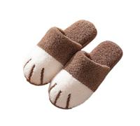 Pantoufles pattes de chat, pantoufles de chat pour femme, pantoufles d'animaux mignons, pantoufles de Noël amusantes en forme de patte de chat, café, 38/39.5 EU