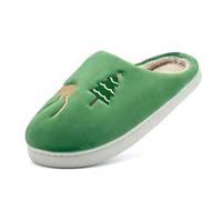 Pantoufles pelucheuses à coupe large pour homme et femme - Bout fermé - Joli arbre de Noël - Imprimé renne - Pantoufles unisexes tendance décontractées avec semelles antidérapantes - Chaudes et