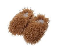 Pantoufles pelucheuses pour femme - Chaussons amusants en laine frite - Pantoufles pour couple et chambre à coucher - Super doux - Couleur unie - Pour l'automne et l'intérieur - Avec boucles