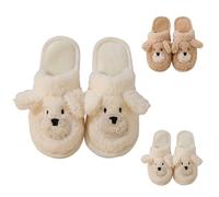 Pantoufles pelucheuses pour femme - Motif ours en peluche - Pantoufles d'intérieur pelucheuses avec polaire antidérapante pour l'hiver - Pantoufles confortables en polaire avec motif animal de dessin