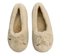 Pantoufles pelucheuses pour femme - Taille 39 - Doux et confortables - Bout fermé - Nœud mignon - Chaussures décontractées en peluche avec semelles antidérapantes - Tendance - Pour intérieur/extérieur