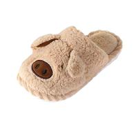Pantoufles Peppa Pig pour femme - Confortables - Motif animal mignon - Pour l'hiver - Chaussons en fourrure - Joli motif - Antidérapants - Pour l'intérieur, café, 36 2/3 EU