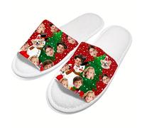 Pantoufles personnalisées jetables avec photo de visage unisexe -10 paires - Idéal en chausson pour SPA, hôtel et bain,Parfait comme pantoufle de voyage en vrac,maison et Noël pour femmes et hommes