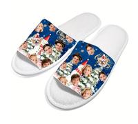 Pantoufles personnalisées jetables avec photo de visage unisexe -10 paires - Idéal en chausson pour SPA, hôtel et bain,Parfait comme pantoufle de voyage en vrac,maison et Noël pour femmes et hommes