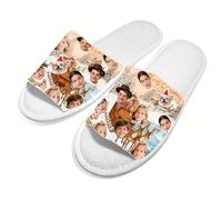 Pantoufles personnalisées jetables avec photo de visage unisexe -10 paires - Idéal en chausson pour SPA, hôtel et bain,Parfait comme pantoufle de voyage en vrac,maison et Noël pour femmes et hommes