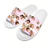 Pantoufles personnalisées jetables avec photo de visage unisexe -10 paires - Idéal en chausson pour SPA, hôtel et bain,Parfait comme pantoufle de voyage en vrac,maison et Noël pour femmes et hommes