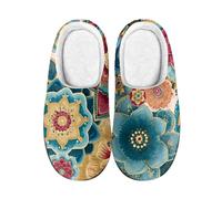 Pantoufles Plantes Bleues Générique Pantoufles Hommes Chausson Femme Hiver Accueil,Confortable En Peluche Chaude Chaussures, Antidérapant Et Léger,Pour L'Intérieur Et L'Extérieur