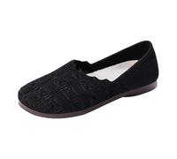 Pantoufles plates en maille creuse pour femme - Bout rond - Confortables - Respirantes - Décontractées - Pour femme - Chaussures flexibles - Taille 39 - Noir, Noir , 41 EU