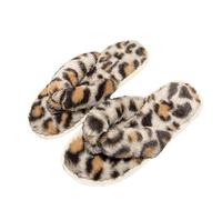 Pantoufles Plates imprimées Entre Les Orteils pour Un Confort décontracté à la Maison et Un Style Loungewear (Beige, 38-39)