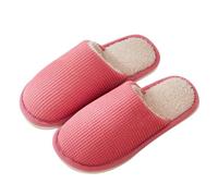 Pantoufles plates pour femme - Chaussures d'hiver doublées chaudes - Chaussures intérieures minimalistes, Rose, 36 EU