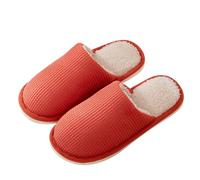Pantoufles plates pour femme - Chaussures d'hiver doublées chaudes - Chaussures intérieures minimalistes, Orange, 38 EU