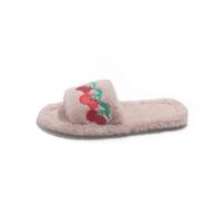 Pantoufles plates rembourrées antidérapantes pour femme Motif fruits de cerise, rose, 38/39 EU