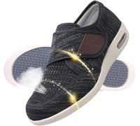 Pantoufles pour Diabétiques pour Hommes Confortable Fermeture Réglable Chaussures De Santé Antidérapant Respirant Chaussures D’œdème Intérieur Extérieur Poids Léger Extra Larg, 2, 42EU
