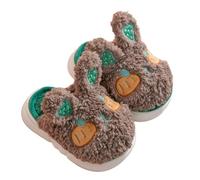 Pantoufles pour enfant Fille Forme de lapin Mignon, douillettes pantoufle en peluche d'intérieur Kawaii Antidérapantes, Chaussons pour filles automne hiver Fond plat Doux, 1-8 (Brown, 22 Toddler)