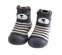 Pantoufles pour enfant garçon - Chaudes - Tricotées - Avec semelle souple - Caoutchouc antidérapant - Pour les tout-petits et les bébés - Chaussons confortables, gris foncé, 20 EU