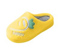 Pantoufles pour enfant garçon et fille - Doublées - Chaussons d'hiver en feutre - Doublés - Chaussures pieds nus en coton pour les jours froids, jaune, 32 EU