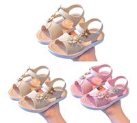 Pantoufles pour enfants et filles, pantoufles d'été polyvalentes avec motif floral, semelle douce et confortable, fermeture pratique pour l'été, la plage et tous les jours