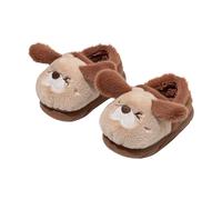 Pantoufles pour enfants filles et garçons chaussures de maison pantoufles d'hiver chaussons en peluche chaude et douce motif mignon chaussures d'intérieur fille sandales avec talons, café, 33 EU