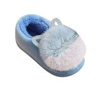 Pantoufles pour enfants garçons et filles - Chaudes - En peluche - Pour l'hiver - Doublées - En mousse à mémoire de forme - Pour les jours froids, bleu, 32 EU