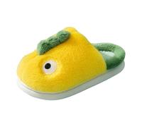 Pantoufles pour enfants garçons et filles - Chaussons moelleux et chauds - Pour l'hiver - En peluche chaude - Chaussures pieds nus - En coton - Pour les jours froids, jaune, 33.5 EU