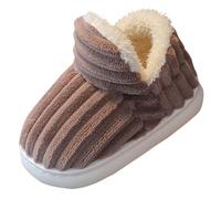 Pantoufles pour enfants garçons et filles - Doublées - Chaussons d'hiver chauds en polaire - Chaussures de gymnastique - Mousse à mémoire de forme - Pour les jours froids, café, 25 EU