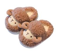 Pantoufles pour enfants garçons et filles - Douces et chaudes - En coton - Pour l'hiver - Pour les jours froids, café, 33.5 EU