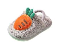 Pantoufles pour enfants garçons et filles - Doux et chauds - Pour l'hiver - Polaire chaude - Chaussures de gymnastique en coton pour les jours froids, gris, 25.5 EU