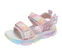 Pantoufles pour enfants - Sandales confortables avec semelles épaisses - Bouts ouverts à la mode - Sandales de princesse mignonnes de dessin animé, Rose, 36 EU