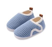Pantoufles pour enfants tendance mignonnes - Chaussons d'hiver pour garçons et filles - Fond plat - Légères, douces et confortables - Chaudes, unies - Forme d'animal de dessin animé, bleu clair, 25 EU
