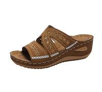 Pantoufles pour femme - Antidérapantes - Pour femme - Support arche - Sandales orthopédiques - Talon compensé - Sandales d'été - Chaussures de salle de bain - Bout ouvert - Respirantes - Chaussures de