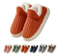 Pantoufles pour femme avec nuages - Chaussons d'hiver confortables et tendance - Chaudes et décontractées - Chaussures confortables pour la maison, Orange, 44/45 EU