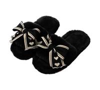 Pantoufles pour femme avec nœud mignon | Pantoufles souples à bout ouvert pour femme | Chaussures d'intérieur à enfiler | Pantoufles à bout ouvert avec joli nœud | Pantoufles de spa d'intérieur |