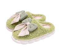 Pantoufles pour femme avec nœud | Pantoufles épaisses pour femme | Jolies pantoufles en forme de cœur | Chaussures d'intérieur antidérapantes | Chaussons d'hiver chauds en peluche | Semelle épaisse