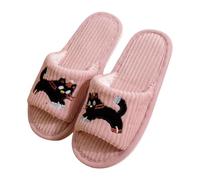 Pantoufles pour femme - Bout ouvert - En peluche - Amusantes et confortables - Chaussons en peluche - Pour femme - Antidérapants et confortables, Rose, 44 EU