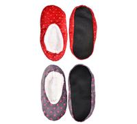 Pantoufles Pour Femme Casa And Co Pack De 2 Antidérapant Gris Rouge