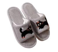 Pantoufles pour femme - Chaudes et douces - Confortables - En peluche - Motif dessin animé - Bouts ouverts - Automne - Hiver - En coton, gris, 36.5 EU