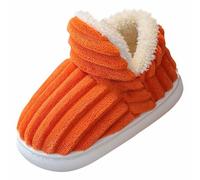 Pantoufles pour femme - Chaussons d'hiver chauds en fourrure de peluche - Chaussons pour fille - Doublure moelleuse - Chaussons douillets, Orange, 34 EU