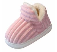 Pantoufles pour femme - Chaussons d'hiver chauds en fourrure de peluche - Chaussons pour fille - Doublure moelleuse - Chaussons douillets, Rose, 32 EU