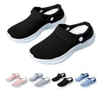 Pantoufles pour femme, chaussures de jardin, sabots d'été, chaussures de bain, chaussures de plage, mules respirantes en maille, pantoufles à enfiler, pour la marche, les loisirs, les loisirs, Noir