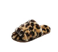 Pantoufles pour femme Coloré Mode Semelle épaisse Furry Stretch Cosy Chaud Peluche Maison Bout ouvert Pantoufles, marron, 40/41 EU