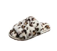 Pantoufles pour femme Coloré Mode Semelle épaisse Furry Stretch Cosy Chaud Peluche Maison Bout ouvert Pantoufles, Blanc., 42/43 EU