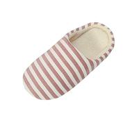 Pantoufles pour femme - Confortables - Douces - Rayées - Pour la maison et l'hiver - Chaudes - Antidérapantes - En peluche - Pour personnes âgées - Aspect rayé - Semelle en caoutchouc - Semelle douce