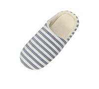 Pantoufles pour femme - Confortables - Douces - Rayées - Pour la maison et l'hiver - Chaudes - Antidérapantes - En peluche - Pour personnes âgées - Aspect rayé - Semelle en caoutchouc - Semelle douce