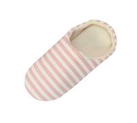 Pantoufles pour femme - Confortables - Douces - Rayées - Pour la maison et l'hiver - Chaudes - Antidérapantes - En peluche - Pour personnes âgées - Aspect rayé - Semelle en caoutchouc - Semelle douce
